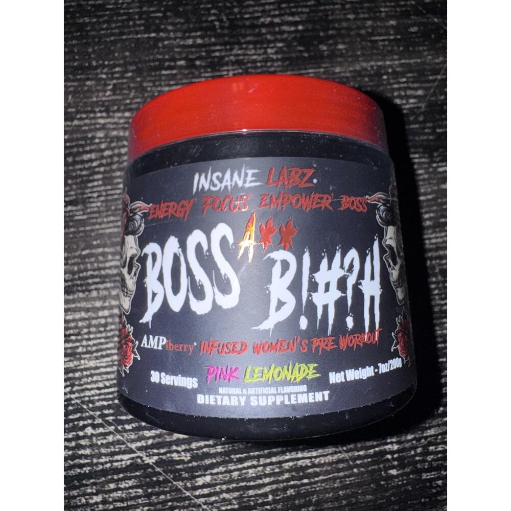 Insane Labz Boss A** B!#?h Women's Pre Workout Pink Lemonade 6.6 oz 30 Servings